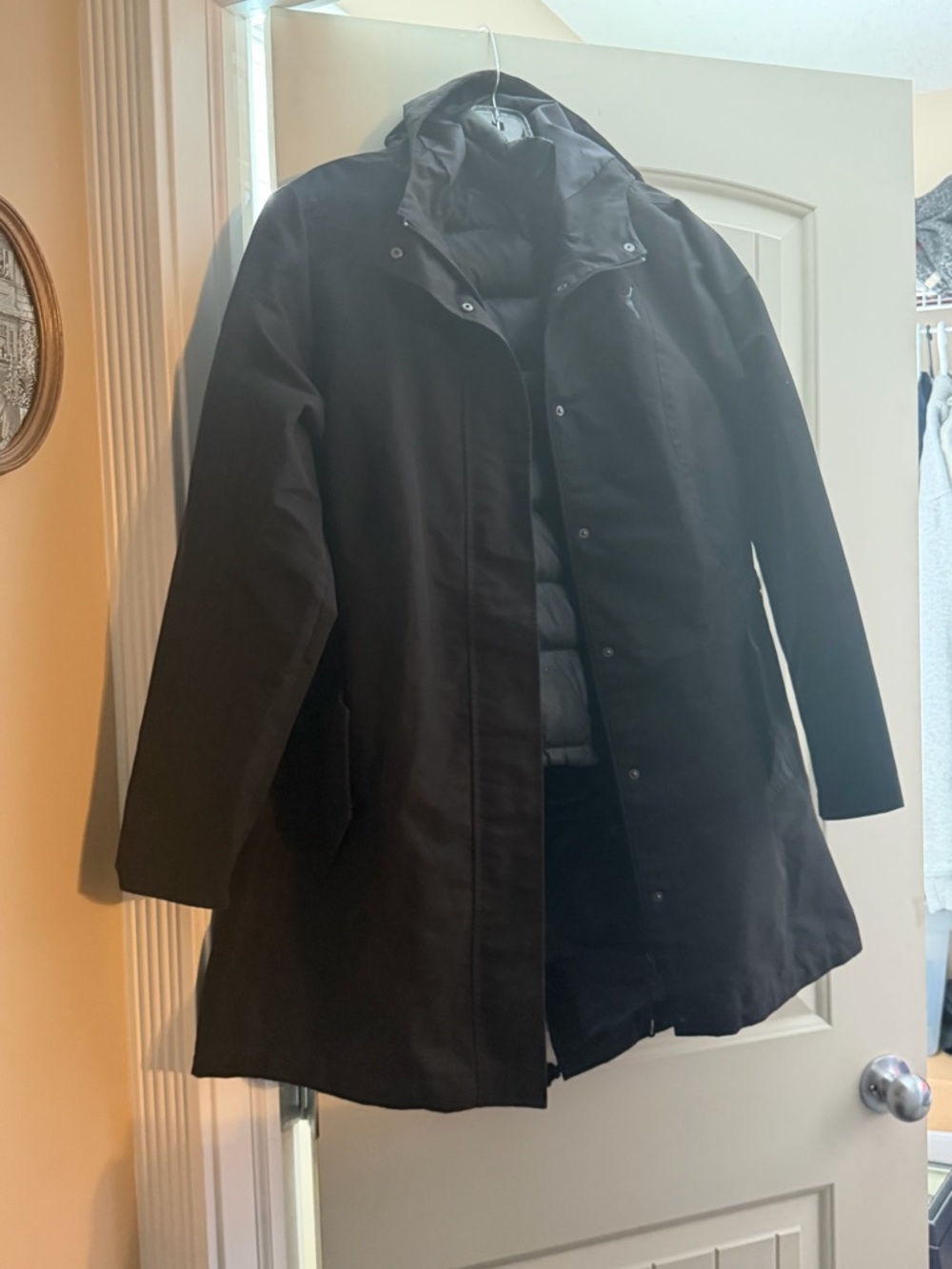 Black Hooded Long Coat with vest